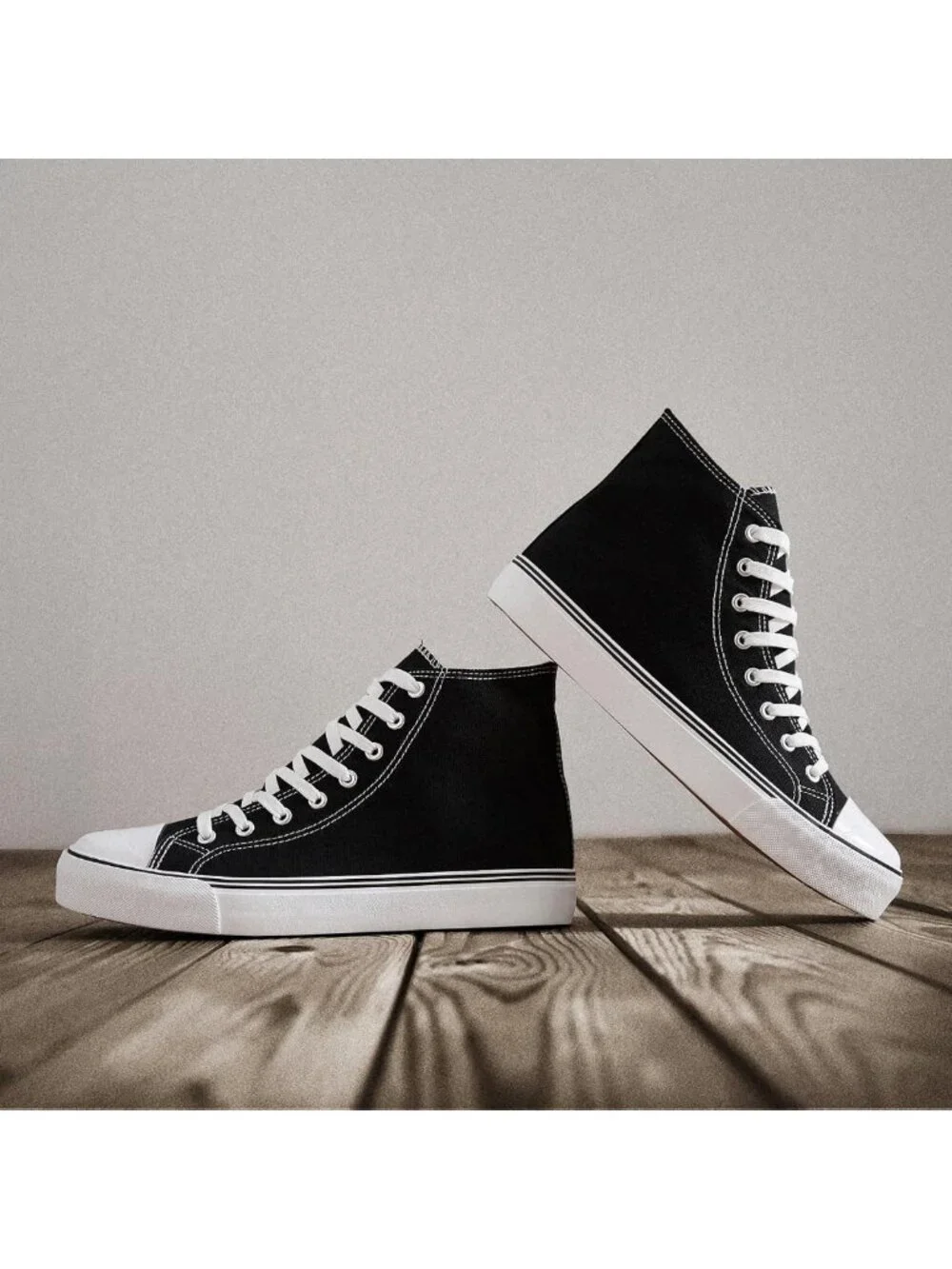 Stylish High Top Canvas Sneakers for Men - Lace Up Casual Walking Shoes